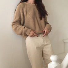 Load image into Gallery viewer, Korean Fashion Ladies Full Sleeve Women Knitting Sweater Solid O-Neck Pullover And Jumper Loose Sweater Hot Sale S80209Q