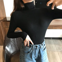 Load image into Gallery viewer, 2019 Autumn Winter Thick Sweater Women Knitted Ribbed Pullover Sweater Long Sleeve Turtleneck Slim Jumper Soft Warm Pull Femme