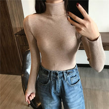 Load image into Gallery viewer, 2019 Autumn Winter Thick Sweater Women Knitted Ribbed Pullover Sweater Long Sleeve Turtleneck Slim Jumper Soft Warm Pull Femme