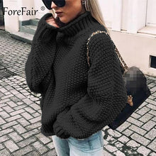 Load image into Gallery viewer, Forefair Oversize Turtleneck Knitted Sweater Winter Knitwear Plus Size Slim Solid Green Orange White Warm Casual Sweater Women