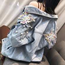 Load image into Gallery viewer, Women bat sleeve tassel short loose burr denim jacket Female Fashion new boyfrieds outwear 2019 Autumn Streetwear jean coat