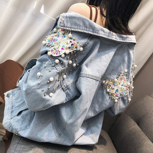 Women bat sleeve tassel short loose burr denim jacket Female Fashion new boyfrieds outwear 2019 Autumn Streetwear jean coat