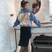 Load image into Gallery viewer, Women bat sleeve tassel short loose burr denim jacket Female Fashion new boyfrieds outwear 2019 Autumn Streetwear jean coat