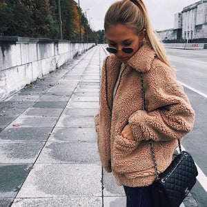 Autumn winter jacket female coat 2019 fashion korean style plus size women teddy fur coat female casual jacket woman pusheen