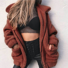 Load image into Gallery viewer, Autumn winter jacket female coat 2019 fashion korean style plus size women teddy fur coat female casual jacket woman pusheen