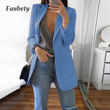 Load image into Gallery viewer, Fanbety 2019 Winter Autumn Women Casual Suit Coat Business Long Sleeve Jacket Outwear Office Ladies fashion plus size Slim  Coat