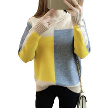 Load image into Gallery viewer, 2019 Autumn Winter Korean style Contrast Color Sweater Women Long Sleeve Jumper Sweater And Pullover Knitted Sweater pull femme