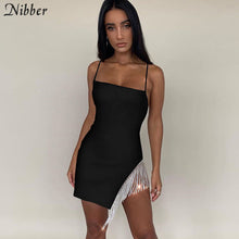 Load image into Gallery viewer, Nibber autumn Harajuku tassel bodycon dress womens sexy club party night pure dresses mujer 2019 hot Elegant lace up mini dress