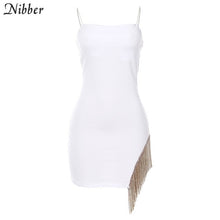 Load image into Gallery viewer, Nibber autumn Harajuku tassel bodycon dress womens sexy club party night pure dresses mujer 2019 hot Elegant lace up mini dress