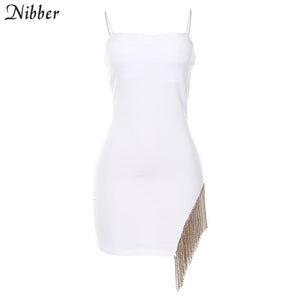 Nibber autumn Harajuku tassel bodycon dress womens sexy club party night pure dresses mujer 2019 hot Elegant lace up mini dress