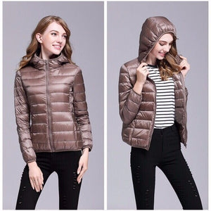 2019 winter ultra light snow waterproof warm jacket for women sexy slim hooded stand collar women short jacket plus bis 5xl