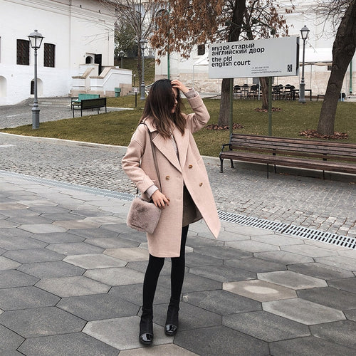 Mishow 2019 autumn and winter woolen coat female Mid-Long New Korean temperament women's popular Outerwear woolen coat MX18D9662