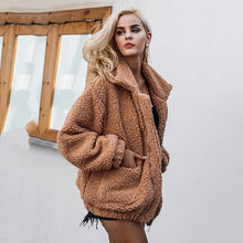 Load image into Gallery viewer, Fur coat women 2019 short casual winter basic jacket women fashion zipper warm solid autumn coat female jacket outwear BDR1007