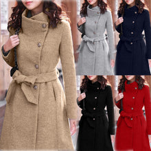 Load image into Gallery viewer, Womens Winter Lapel Wool Coat Trench Jacket Long Sleeve Overcoat Outwear Dropshipping size Leisure Work clothes  free shipping