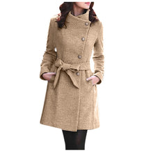 Load image into Gallery viewer, Womens Winter Lapel Wool Coat Trench Jacket Long Sleeve Overcoat Outwear Dropshipping size Leisure Work clothes  free shipping