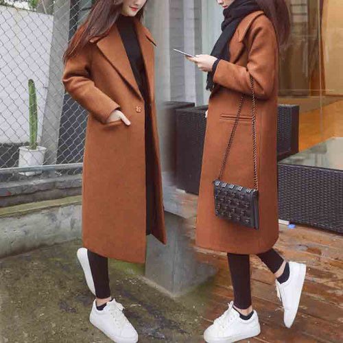 Women Winter Loose Black Long Woolen Coat Streetwear 2019 Ladies Trench Korean Fashion Female Clothing Windbreaker xxl