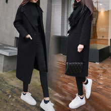 Load image into Gallery viewer, Women Winter Loose Black Long Woolen Coat Streetwear 2019 Ladies Trench Korean Fashion Female Clothing Windbreaker xxl