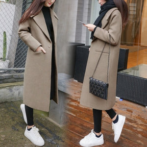 Women Winter Loose Black Long Woolen Coat Streetwear 2019 Ladies Trench Korean Fashion Female Clothing Windbreaker xxl