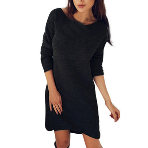 Dress 2019 Hot Sale Autumn Winter O Neck Long Sleeve Solid Color Ladies Loose Casual Women Dress Lady Bodycon Robe Dresses