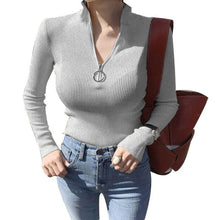 Load image into Gallery viewer, Turtleneck Women Sweater And Pullovers Fall 2018 Korean Fashion Autumn Zipper Knitted Sweater Women High Elastic Solid Tops