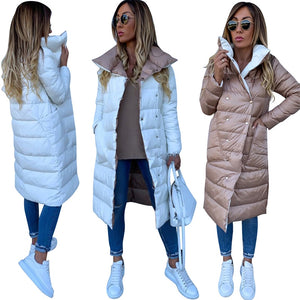 Women Double-sided Coat Winter Warm Long Jacket Casual Solid Colour Ladies Coat Outwear Cotton abrigos mujer invierno 2019 D20