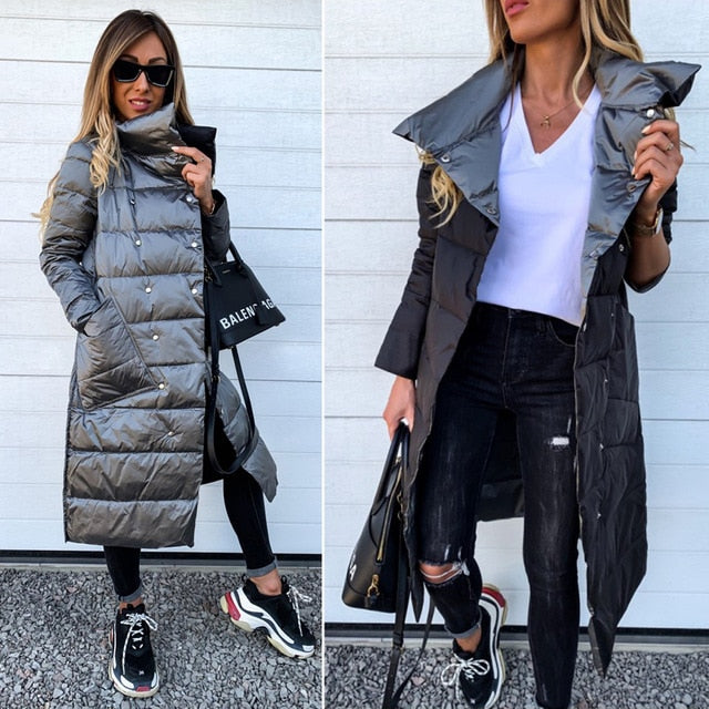 Women Double-sided Coat Winter Warm Long Jacket Casual Solid Colour Ladies Coat Outwear Cotton abrigos mujer invierno 2019 D20