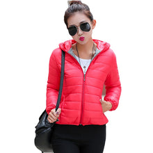 Load image into Gallery viewer, 2019 Autumn Winter Women Basic Jacket Coat Female Slim Hooded Brand Cotton Coats Casual Black Jackets