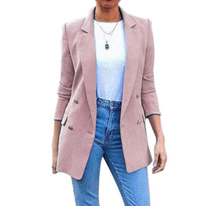 OEAK Spring Autumn Slim Fit Women Pockets Office Work Thin Coat Elegant Business Lady chaquetas mujer invierno 2019