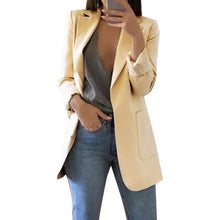 Load image into Gallery viewer, OEAK Spring Autumn Slim Fit Women Pockets Office Work Thin Coat Elegant Business Lady chaquetas mujer invierno 2019