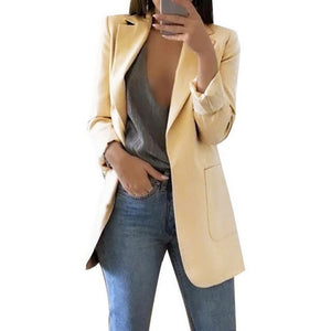 OEAK Spring Autumn Slim Fit Women Pockets Office Work Thin Coat Elegant Business Lady chaquetas mujer invierno 2019