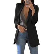 Load image into Gallery viewer, OEAK Spring Autumn Slim Fit Women Pockets Office Work Thin Coat Elegant Business Lady chaquetas mujer invierno 2019