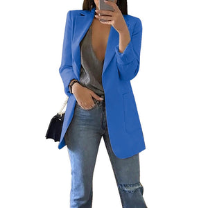 OEAK Spring Autumn Slim Fit Women Pockets Office Work Thin Coat Elegant Business Lady chaquetas mujer invierno 2019