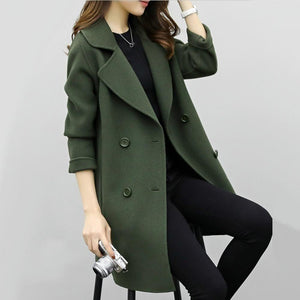 Women Wool Blend Warm Long Coat Plus Size Female Slim Fits Lapel Woolen Overcoat Autumn Winter Cashmere Outerwear manteau femme