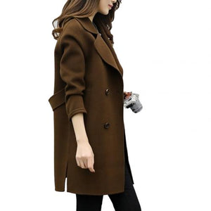 Women Wool Blend Warm Long Coat Plus Size Female Slim Fits Lapel Woolen Overcoat Autumn Winter Cashmere Outerwear manteau femme