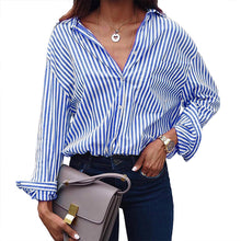 Load image into Gallery viewer, Blusas Mujer De Moda Women Casual Loose Blouse Striped Stand Collar Long Sleeve Shirts Blouse Femininas Elegante Clothes #20