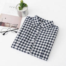 Load image into Gallery viewer, 2019 New Brand Women Blouses Long Sleeve Shirts Cotton Red and Black Flannel Plaid Shirt Casual Female Plus Size Blouse Tops