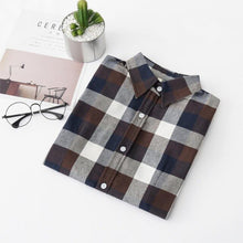 Load image into Gallery viewer, 2019 New Brand Women Blouses Long Sleeve Shirts Cotton Red and Black Flannel Plaid Shirt Casual Female Plus Size Blouse Tops