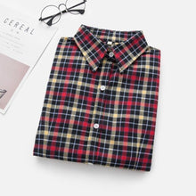 Load image into Gallery viewer, 2019 New Brand Women Blouses Long Sleeve Shirts Cotton Red and Black Flannel Plaid Shirt Casual Female Plus Size Blouse Tops