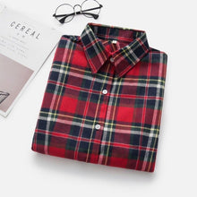 Load image into Gallery viewer, 2019 New Brand Women Blouses Long Sleeve Shirts Cotton Red and Black Flannel Plaid Shirt Casual Female Plus Size Blouse Tops