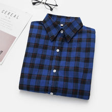 Load image into Gallery viewer, 2019 New Brand Women Blouses Long Sleeve Shirts Cotton Red and Black Flannel Plaid Shirt Casual Female Plus Size Blouse Tops