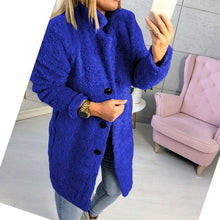 Load image into Gallery viewer, Long Coats Fleece Jackets Women Winter Warm Teddy Coat Cardigan Buttons Up Casual Solid Fashion Wool Blends Full Tops Overcoats