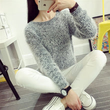 Load image into Gallery viewer, 2016 Women Candy Colors Sweaters Fashion Autumn Winter Warm Mohair O-Neck Pullover Long Sleeve Casual Loose Sweater Knitted Tops