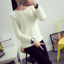 Load image into Gallery viewer, 2016 Women Candy Colors Sweaters Fashion Autumn Winter Warm Mohair O-Neck Pullover Long Sleeve Casual Loose Sweater Knitted Tops