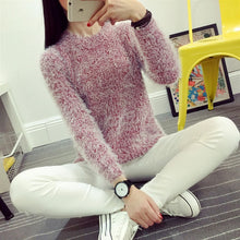 Load image into Gallery viewer, 2016 Women Candy Colors Sweaters Fashion Autumn Winter Warm Mohair O-Neck Pullover Long Sleeve Casual Loose Sweater Knitted Tops