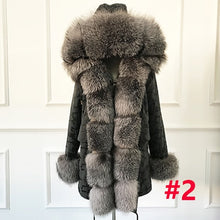 Load image into Gallery viewer, High Quality Hooded real rex rabbit fur liner parkas wholeskin rabbit women fur coat natural fox fur jacket real fur parka femme