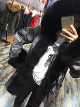 Load image into Gallery viewer, High Quality Hooded real rex rabbit fur liner parkas wholeskin rabbit women fur coat natural fox fur jacket real fur parka femme