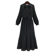 Load image into Gallery viewer, [EAM] 2019 New Spring  Round Neck Long Sleeve Solid Black Chiffon Dot Loose Big Size Dress Women Fashion Tide JA23601M