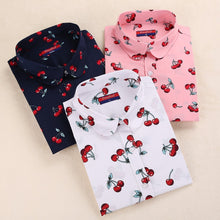 Load image into Gallery viewer, Dioufond Cotton Long Sleeve Women Blouses School Work Office Shirts Casual Tops Ladies Cherry Print Shirt Women Fashion Clothing