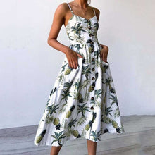 Load image into Gallery viewer, 2019 Summer Sunflower Dress Women Party Dress Plus Size Flower Beach Dress Female Floral Backless Midi Striped Dress Ladies 3XL